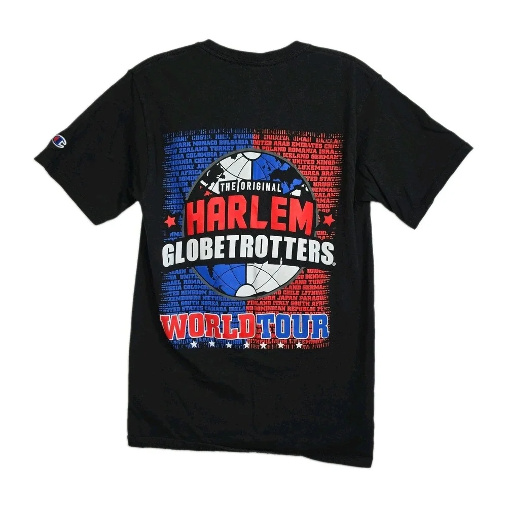 Champion Harlem Globetrotters T-shirt Men's S Black w/ Colorful Prints Crew Neck - Picture 2 of 9